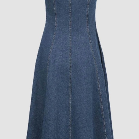 OFF-SHOULDER DENIM CAMI A-LINE DRESS - Picture 3 of 6
